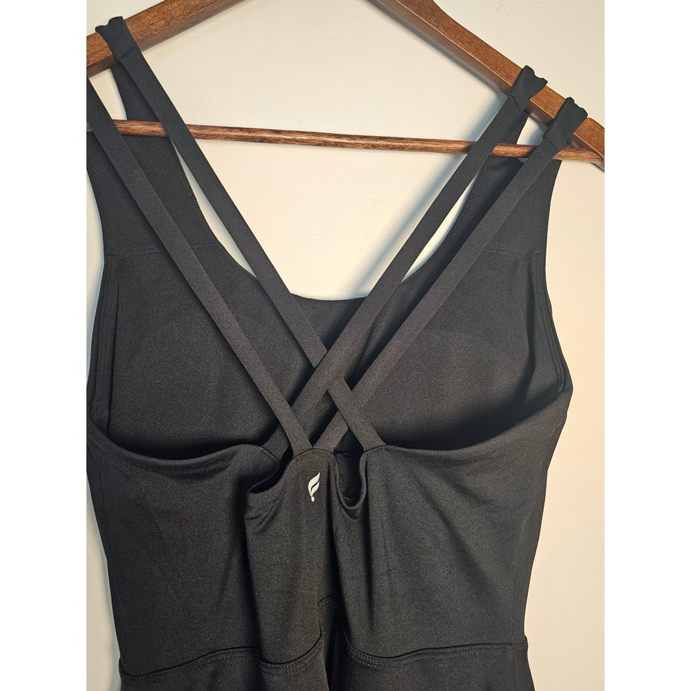Athleisure Fabletics Active Tennis Dress Womens Medium Short Black Strappy Back - Picture 3 of 8